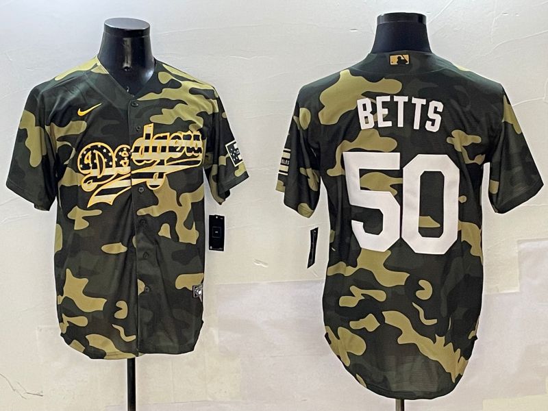 Men Los Angeles Dodgers 50 Betts Camo Joint Name 2025 Nike MLB Jersey style 1